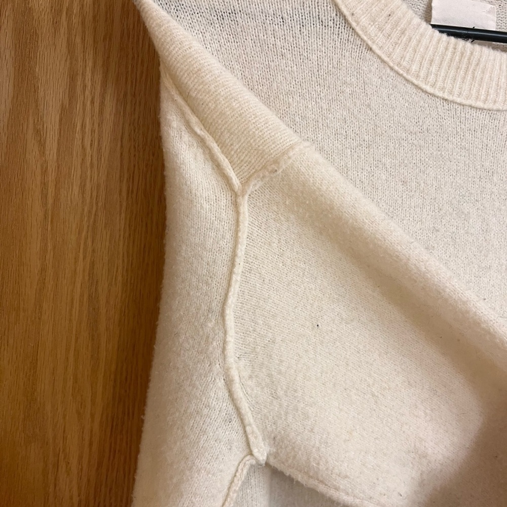 Aerie Womens Oversized Cream Soft Crew Neck Sweater - Picture 6 of 7